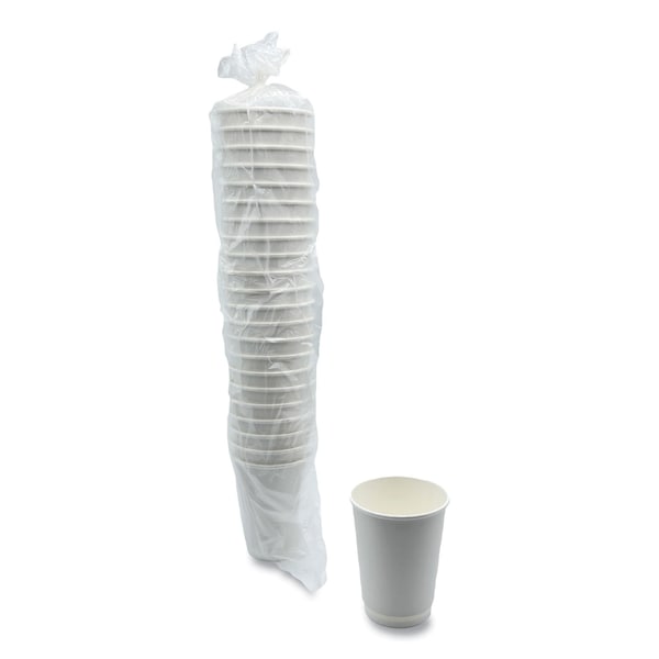 Boardwalk Paper Hot Cups, Double-Walled, 12 oz, White, 25PK - BWKDW12HCUPPK