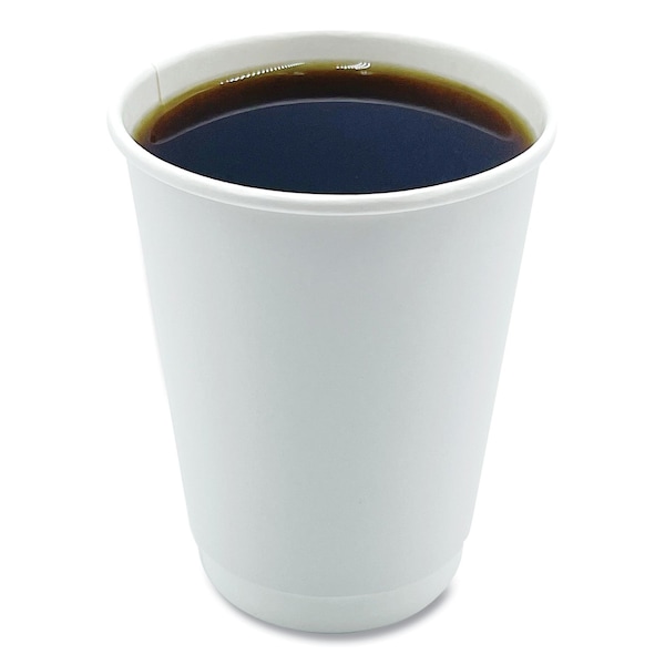 Boardwalk Paper Hot Cups, Double-Walled, 12 oz, White, 25PK - BWKDW12HCUPPK