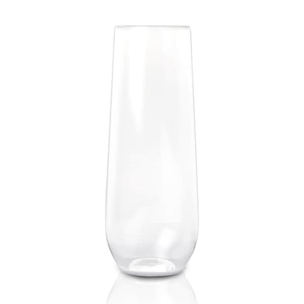 Smarty Had A Party 9 oz. Clear Stemless Plastic Champagne Flutes (64 Glasses), 64PK - 03709-CASE