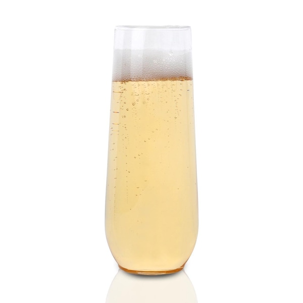 Smarty Had A Party 9 oz. Clear Stemless Plastic Champagne Flutes (64 Glasses), 64PK - 03709-CASE