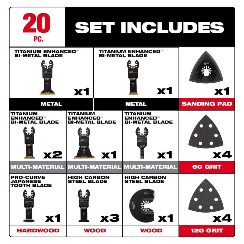 Kit de cuchillas para herramienta múltiple oscilante de Milwaukee y set de sierra de perforación bi-metálica Hole Dozer (48 piezas) - 49-10-9920-49-22-4185
