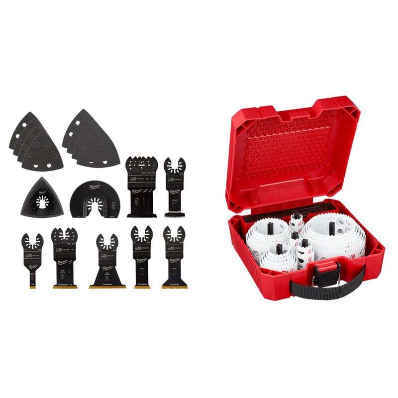 Kit de cuchillas para herramienta múltiple oscilante de Milwaukee y set de sierra de perforación bi-metálica Hole Dozer (48 piezas) - 49-10-9920-49-22-4185