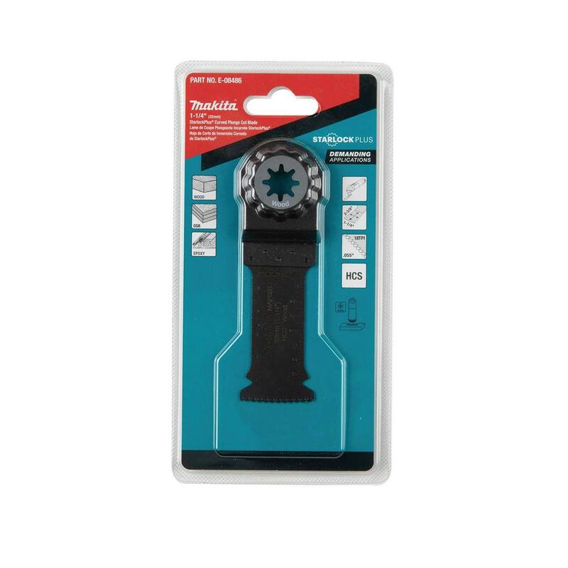 Makita StarlockPlus: Herramienta Oscilante Multiusos de 1-1/4 pulgadas, hoja curva para corte de madera de acero de alto carbono - E-08486