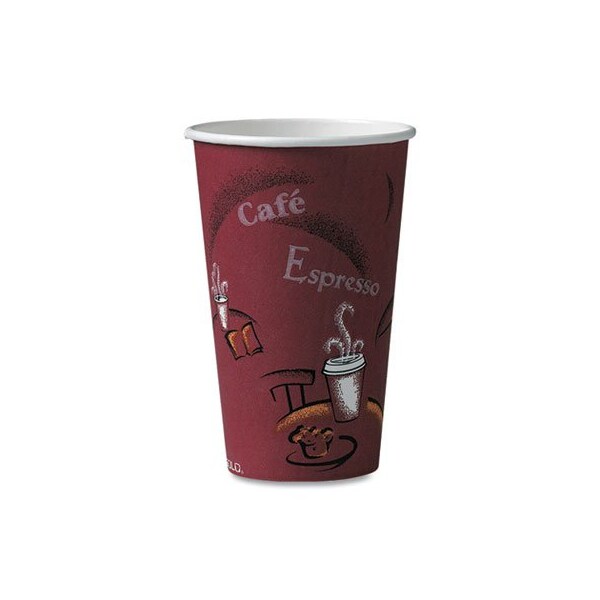 Dart SOLO BISTRO DESIGN HOT DRINK CUPS, PAPER, 16OZ, MAROON, 1000PK - 316SI