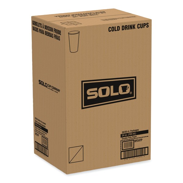 Solo Double Sided Poly Paper Cold Cups, 24 oz, Symphony Design, Tan/Maroon/White, 1000PK - RP24TP-J8000