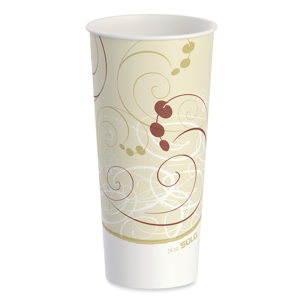 Solo Double Sided Poly Paper Cold Cups, 24 oz, Symphony Design, Tan/Maroon/White, 1000PK - RP24TP-J8000