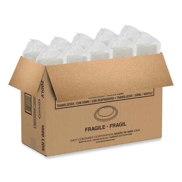 Dart Dome Lids for Foam Cup and Container, Vented, Fits 5-32 oz Foam Cups/Containers, Translucent, 1000PK - 20DLV