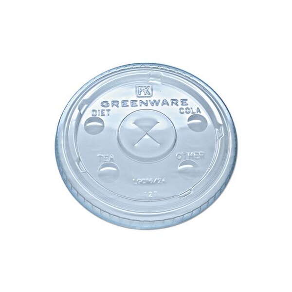 Fabri-Kal Greenware Cold Drink Lids, Fits 16-18, 24 Oz Cups, X-Slot, Clear, 1000PK - LGC1624