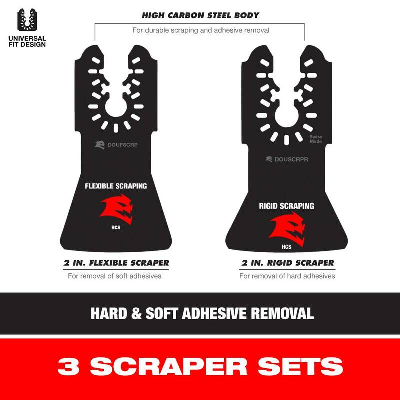 Set de raspadores oscilantes de acero de alta calidad para la remoción de adhesivos (3 hojas) - DOUSCRP23GS