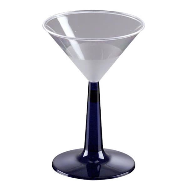 Gb Gifts 6Oz. Clear- Bule Plastic Martini Glass With Blue Base, 96PK - GB283067