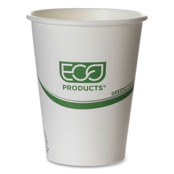 Eco-Products GreenStripe Renewable and Compostable Hot Cups - 12 oz, PK1000 PK - EP-BHC12-GS
