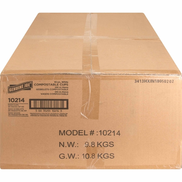 Genuine Joe Eco-Friendly Paper Cups, 10 Fl Oz, PK1000 - GJO10214CT