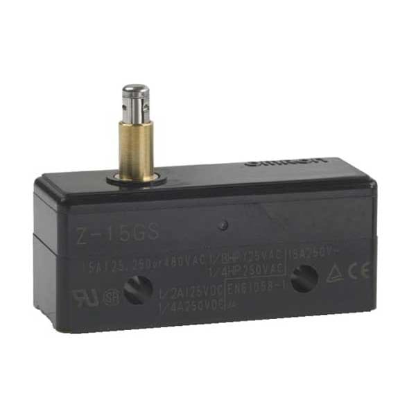 Interruptor de acción rápida industrial Omron, actuador de émbolo, SPDT, rating de contacto de 15A @ 480V CA - Z-15GS