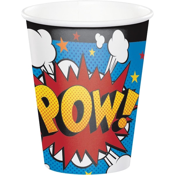 Omg 8 oz Superhero Slogans Cup- 96PK - OM3524117