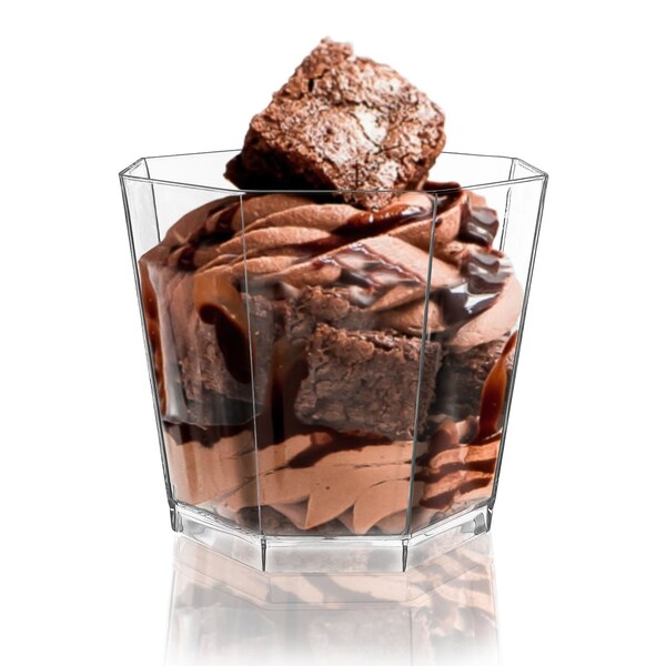Smarty Had A Party 5.5 oz. Clear Octagon Disposable Plastic Dessert Cups (288 Cups), 288PK - 2660-CASE