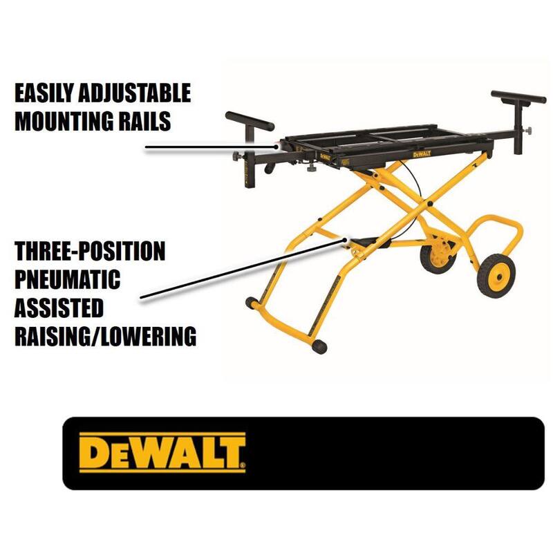 Soporte de sierra ingletadora rodante de 32-1/2 pulg. x 60 pulg. con capacidad de 300 lbs. - DWX726 de DEWALT