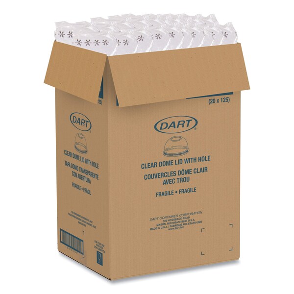 Dart Plastic Dome Lid, Fits 7 oz Foam Cups, Clear, 2500PK - DLR685