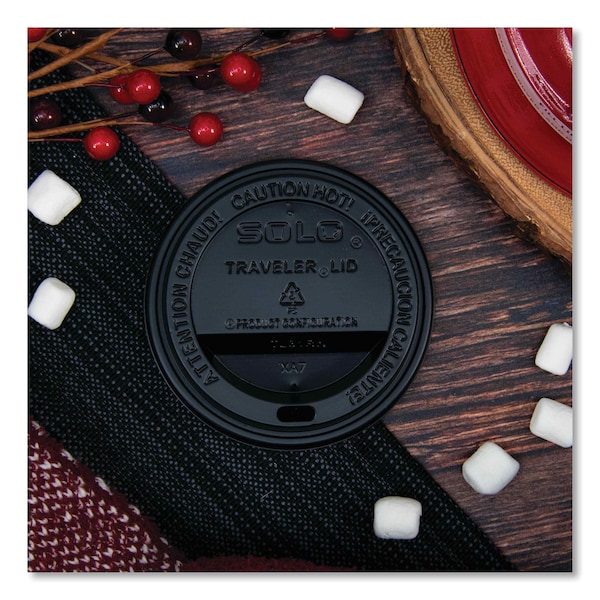 Solo Traveler Cappuccino Style Dome Lid, Fits 10 oz Cups, Black, 1000PK - TL31B2-0004