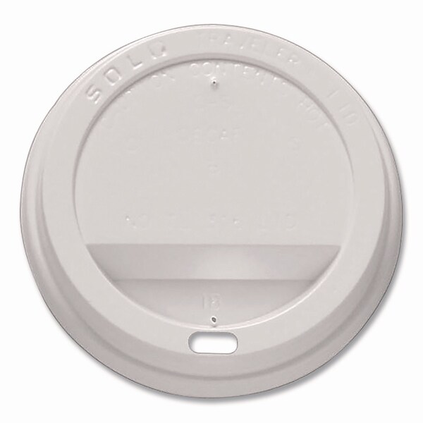 Solo Traveler Hot Cup Lids, Fits 12 oz to 16 oz Hot Cups, Plastic, White, 100PK - TLP316-0007