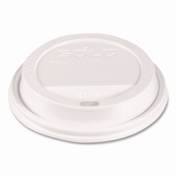 Solo Traveler Hot Cup Lids, Fits 12 oz to 16 oz Hot Cups, Plastic, White, 100PK - TLP316-0007