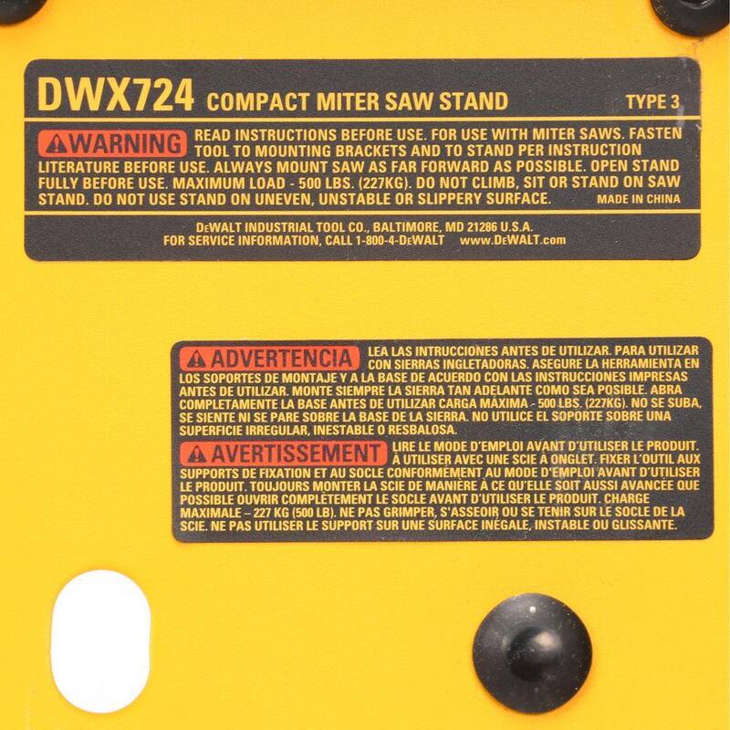 Soporte para sierra ingletadora compacta DEWALT de 29.8 libras con capacidad de 500 libras - DWX724