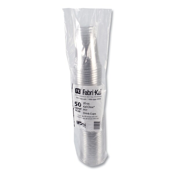 Fabri-Kal Kal-Clear PET Cold Drink Cups, 20 oz, Clear, 50/Bag, 20 Bags/Carton, 20PK - 9502056