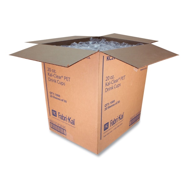Fabri-Kal Kal-Clear PET Cold Drink Cups, 20 oz, Clear, 50/Bag, 20 Bags/Carton, 20PK - 9502056