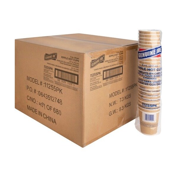 Geniune Joe CUP, RIPPLE, HOT, 8OZ, 4PK - GJO11255CT