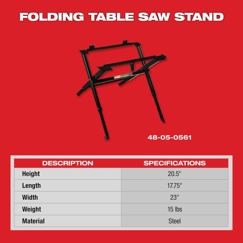 Soporte móvil universal y compacto para sierra de mesa plegable de Milwaukee 23.5 in. x 17.5 in. - 48-08-0561