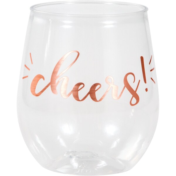 Creative Converting Rosé All Day Cheers Plastic Stemless Wine Glass, 14oz, 6PK - 340041