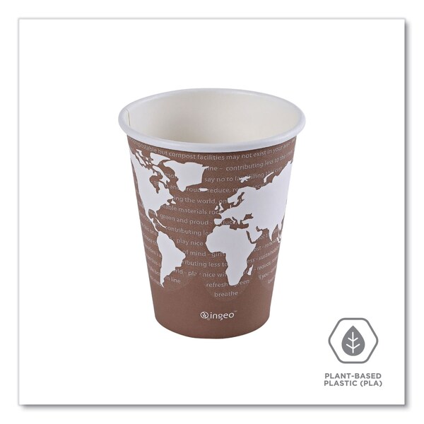 Eco-Products World Art Renewable and Compostable Hot Cups, 8 oz, Brown/White, PK50 - EP-BHC8-WAPK
