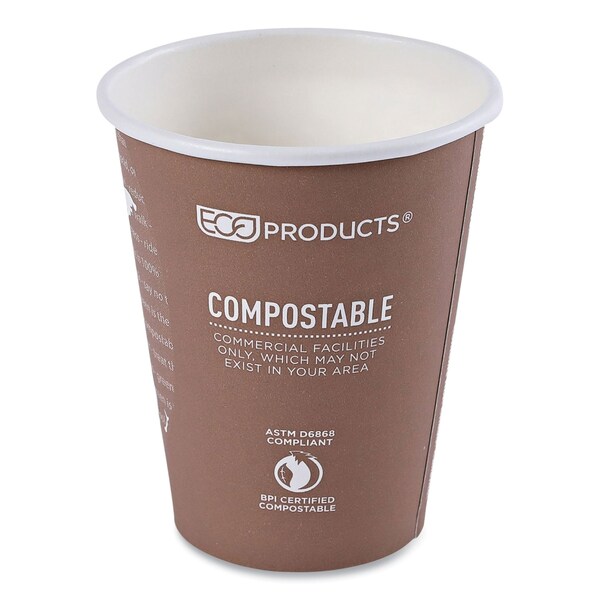 Eco-Products World Art Renewable and Compostable Hot Cups, 8 oz, Brown/White, PK50 - EP-BHC8-WAPK