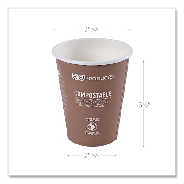 Eco-Products World Art Renewable and Compostable Hot Cups, 8 oz, Brown/White, PK50 - EP-BHC8-WAPK