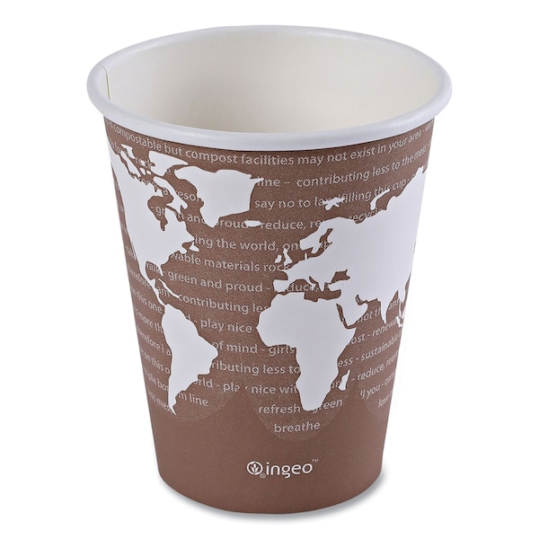 Eco-Products World Art Renewable and Compostable Hot Cups, 8 oz, Brown/White, PK50 - EP-BHC8-WAPK