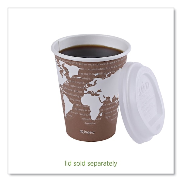 Eco-Products World Art Renewable and Compostable Hot Cups, 8 oz, Brown/White, PK50 - EP-BHC8-WAPK