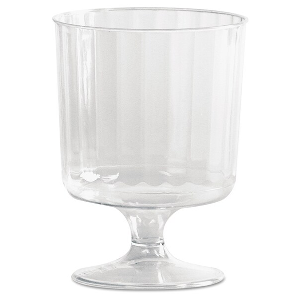 Wna Crystal Plastic Wine Glasses on Pedestals, 5 oz., Clear, Fluted, PK240 - WNA CCW5240
