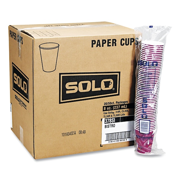 Dart Solo Bistro Design Hot Drink Cups, Paper, 10oz, PK1000 PK - 370SI-0041