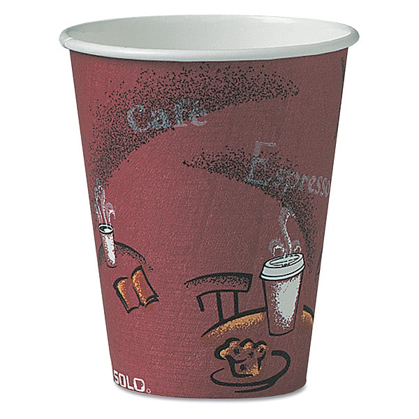 Dart Paper Hot Drink Cups in Bistro Design, 8 oz, Maroon, PK500 - SCCOF8BI0041