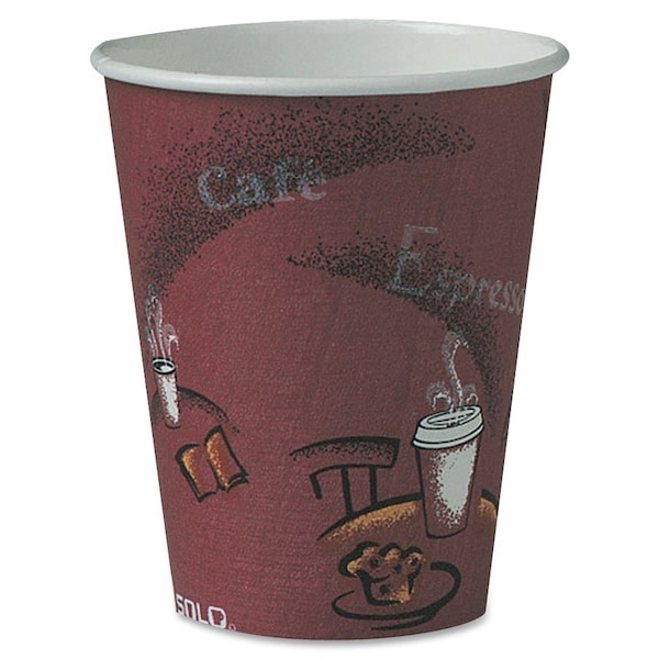 Dart Paper Hot Drink Cups in Bistro Design, 8 oz, Maroon, PK500 - SCCOF8BI0041