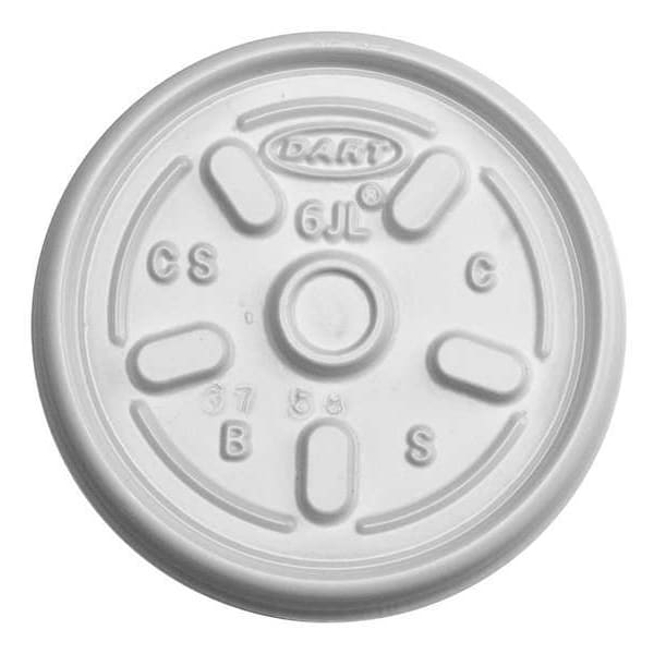 Dart Lid for 2 to 6 oz. Hot Cup, Flat, Non Vented, White, Pk1000 - 6JLNV