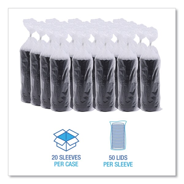Boardwalk Hot Cup Lids, Fits 8 oz Hot Cups, Black, PK1000 - HOTBL8