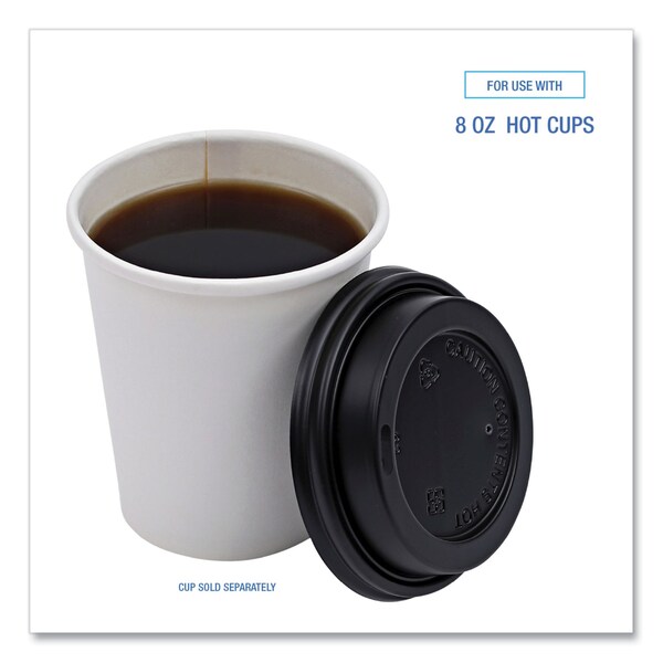 Boardwalk Hot Cup Lids, Fits 8 oz Hot Cups, Black, PK1000 - HOTBL8