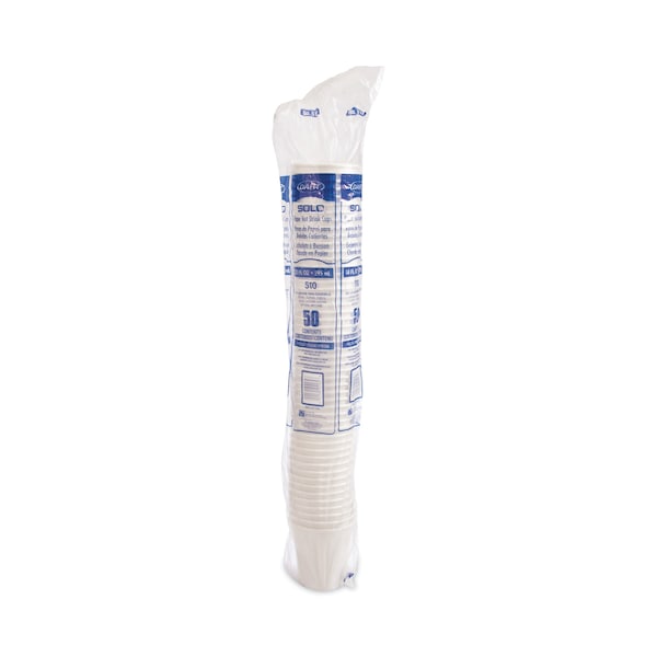 Dart Single-Sided Poly Paper Hot Cups, 10 oz, White, PK1000 - 510W