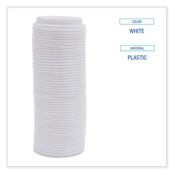 Boardwalk Deerfield Hot Cup Lids for 10oz - 20oz Cups, White, Plastic, PK1000 - BWKDEERHLIDW