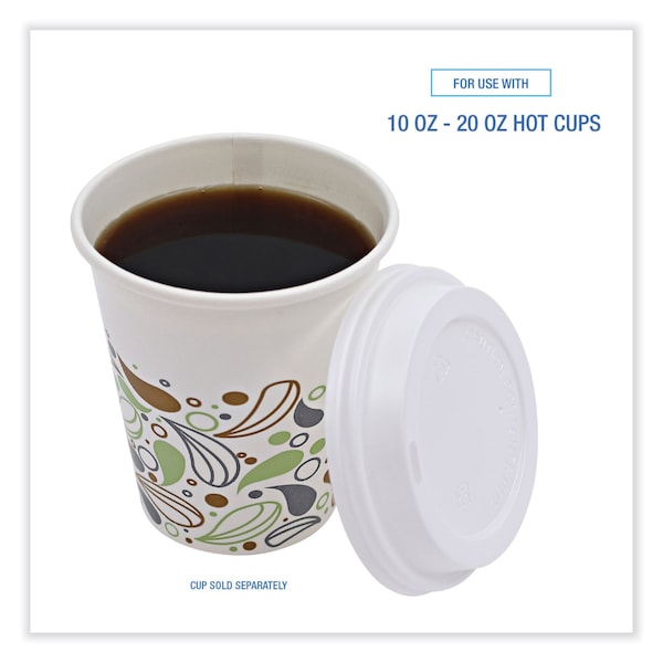 Boardwalk Deerfield Hot Cup Lids for 10oz - 20oz Cups, White, Plastic, PK1000 - BWKDEERHLIDW