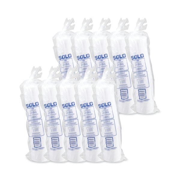 Dart Lift Back and Lock Tab Cup Lids, 10-24 oz Cups, White, PK1000 - LB3161-00007