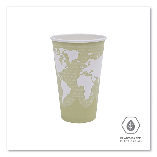 Eco-Products World Art Renewable and Compostable Hot Cups, 16 oz, Moss, PK50 - EP-BHC16-WAPK