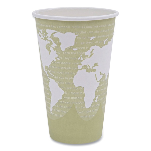 Eco-Products World Art Renewable and Compostable Hot Cups, 16 oz, Moss, PK50 - EP-BHC16-WAPK