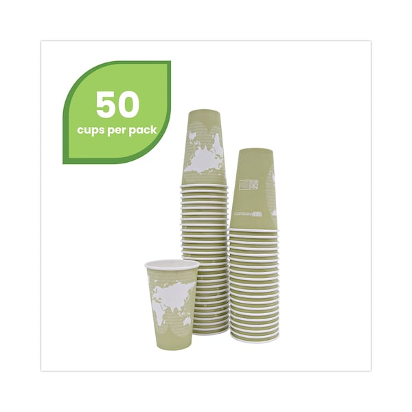 Eco-Products World Art Renewable and Compostable Hot Cups, 16 oz, Moss, PK50 - EP-BHC16-WAPK