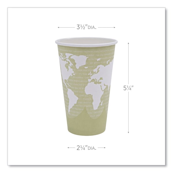 Eco-Products World Art Renewable and Compostable Hot Cups, 16 oz, Moss, PK50 - EP-BHC16-WAPK